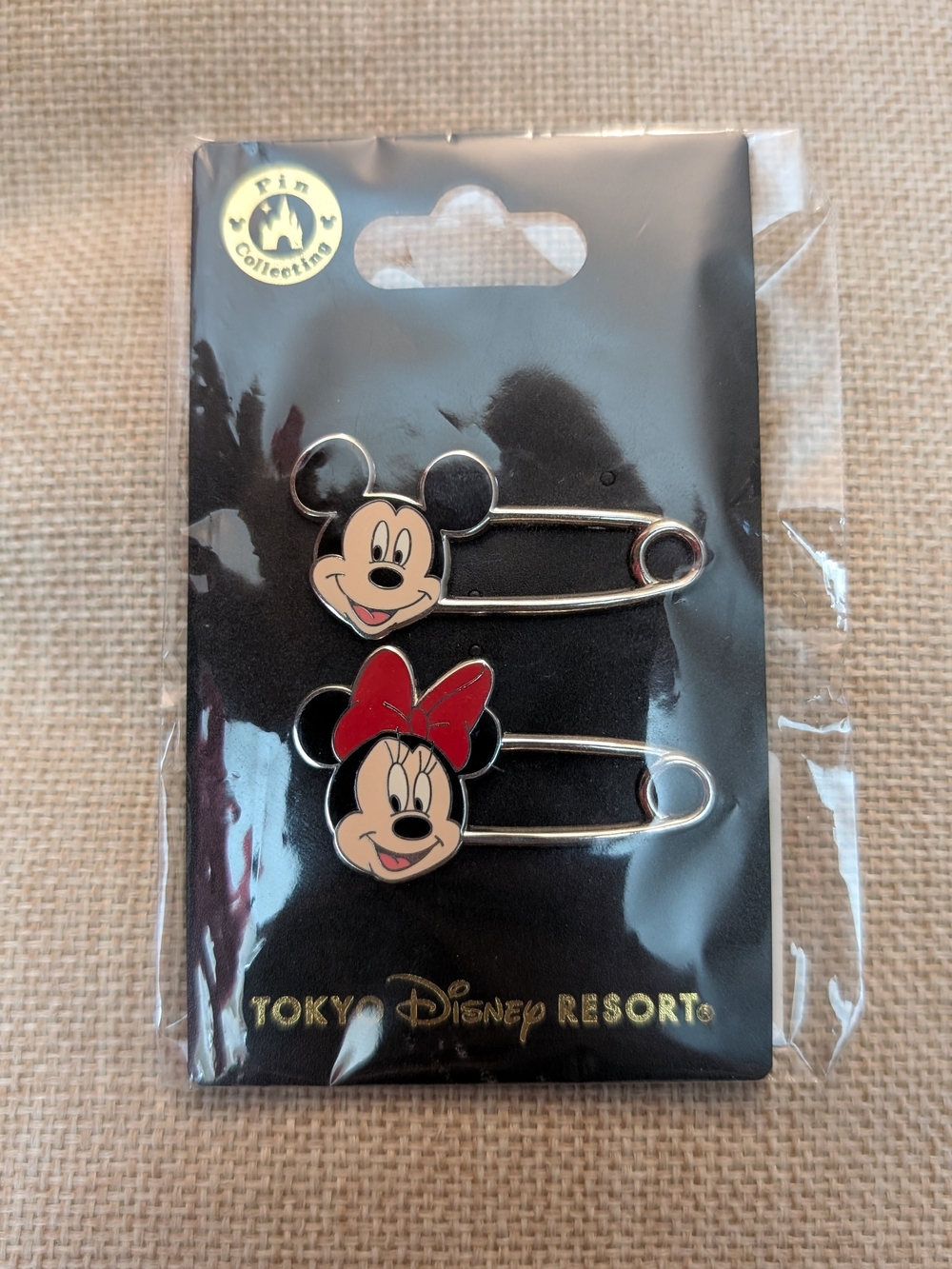 Tokyo Disney Resort Mickey and Minnie mouse Safety pin Pinbadge Set new